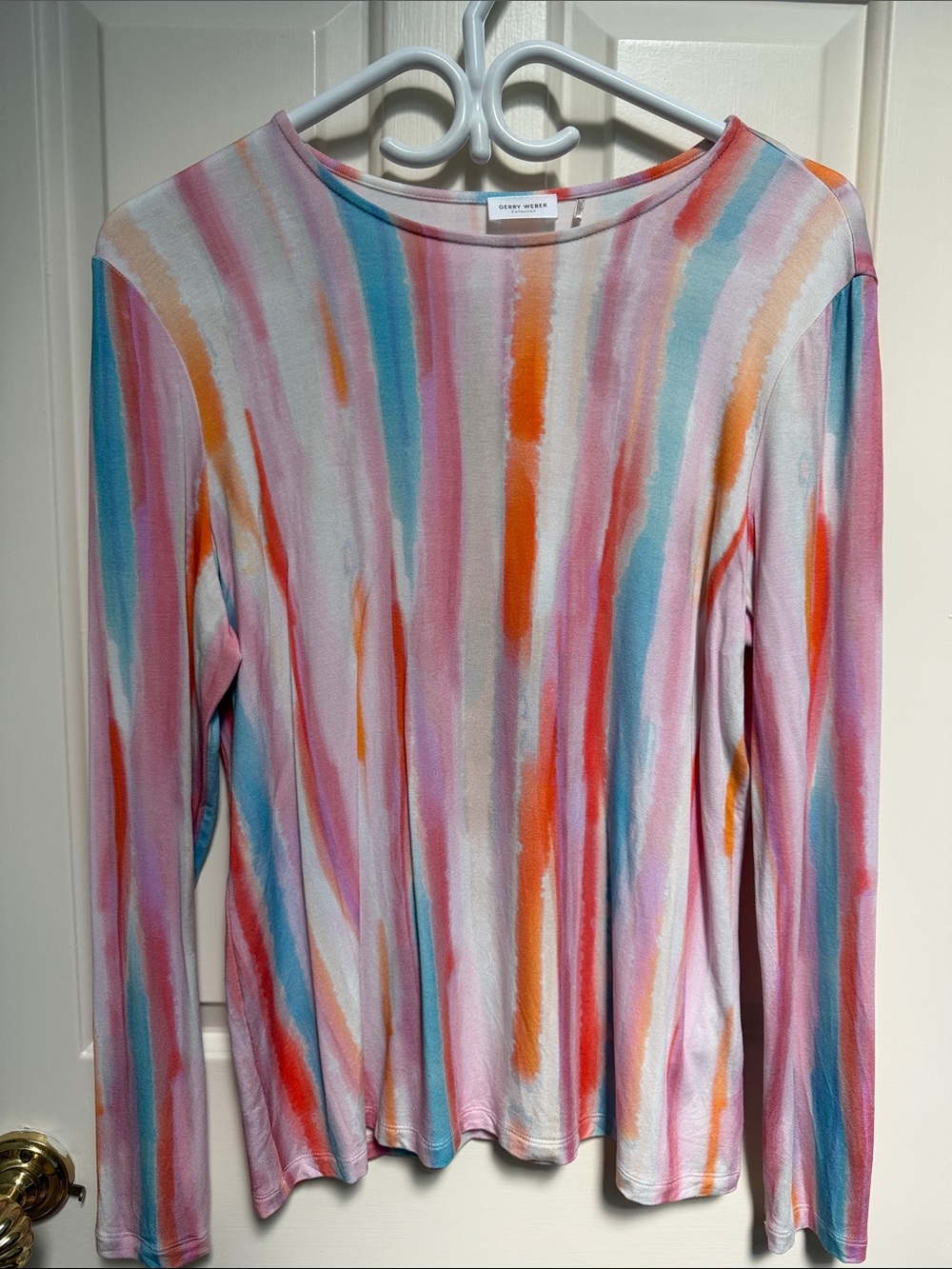 Gerry Weber Collection sz 10 Sherbet coloured watercolour stripe long sleeve top